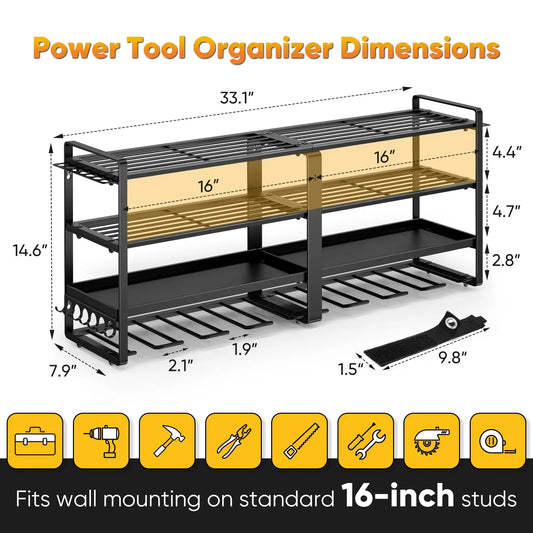 Power Tool Organizer Wall Mount Four Layer Heavy Duty Rack