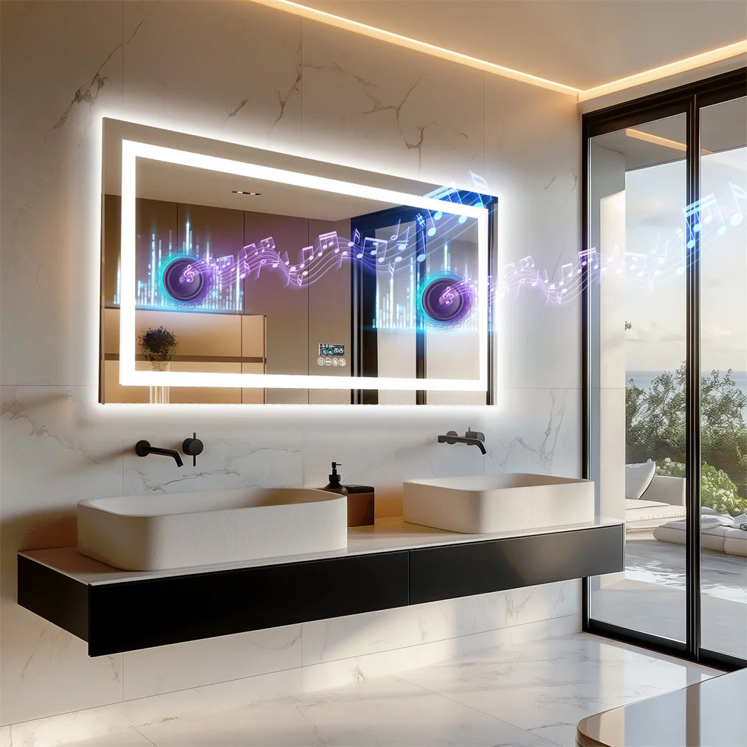 LUVODIC Illuminated Bluetooth LED Mirror Antifog Speaker