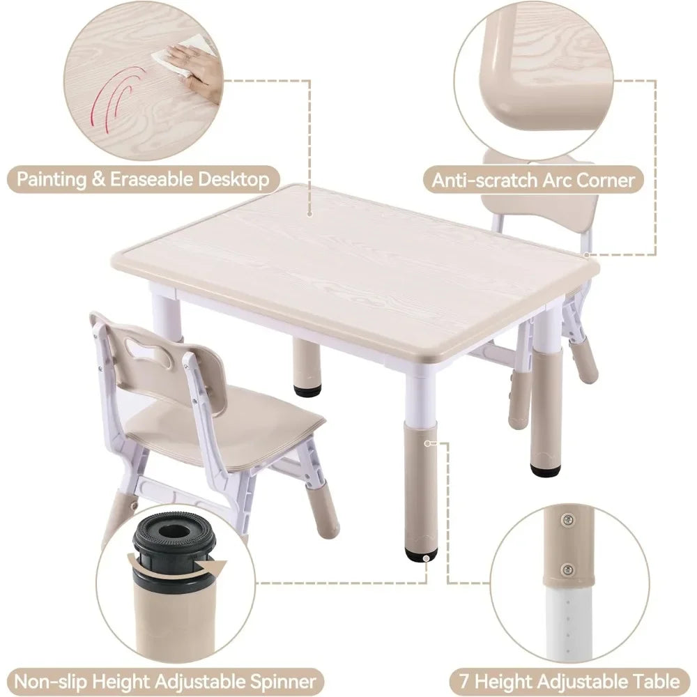 ANGDUO Kids Adjustable Table and Chair Set Graffiti