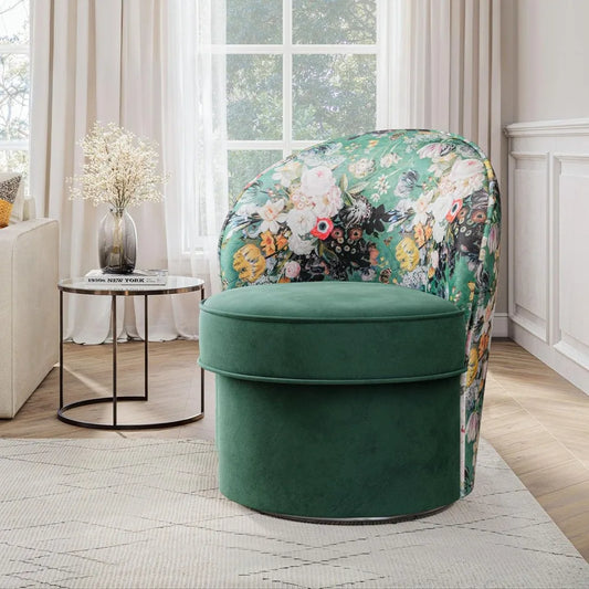DAFIFY Swivel Barrel Chair Floral Upholstered Armchair