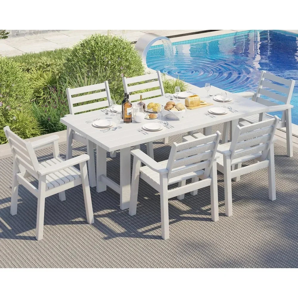 General Use 7-Piece HDPE Outdoor Dining Set With 6 Chairs