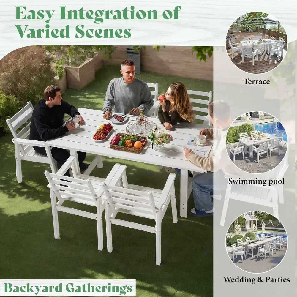 General Use 7-Piece HDPE Outdoor Dining Set With 6 Chairs