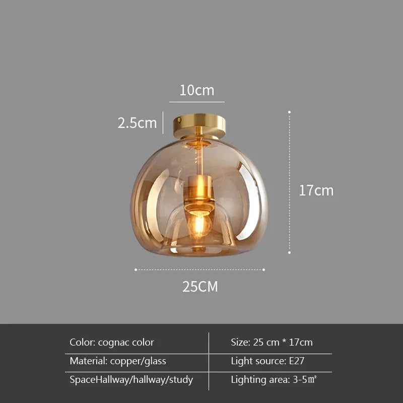 Modern Minimalist Glass Ceiling Light E27 Dining Room Lamp