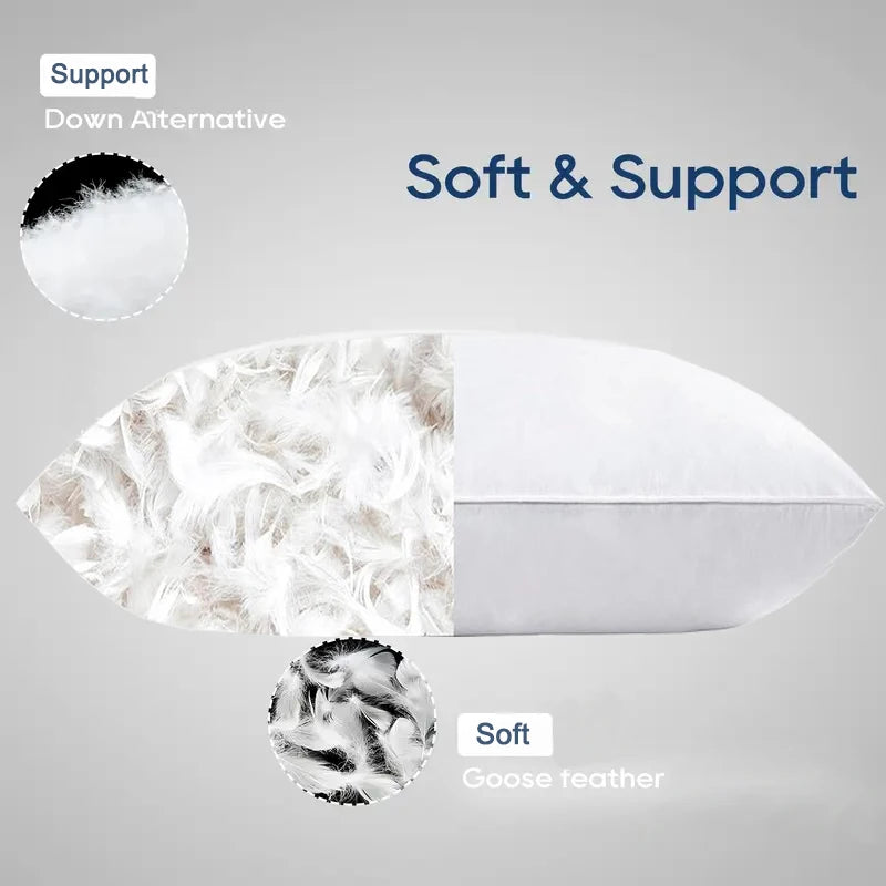 WQSPRINGCN Luxury Goose Pillow Soft Breathable All Seasons