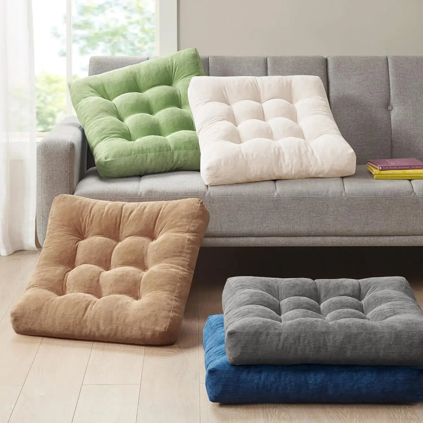 XMSJCraft of Weaving Floor Pillow Set of 2 Tufted Foam