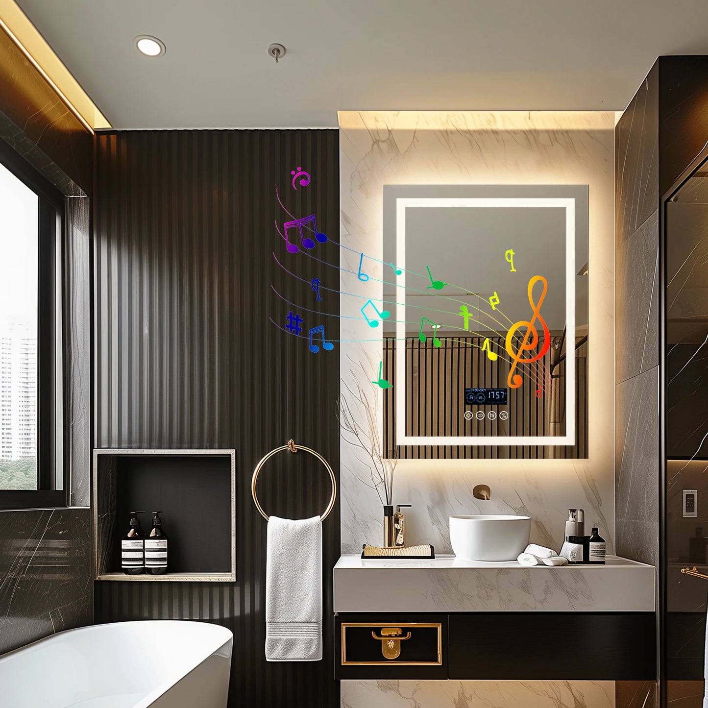 Wisfor Lighted Bathroom Mirror With Bluetooth Speaker Vanity