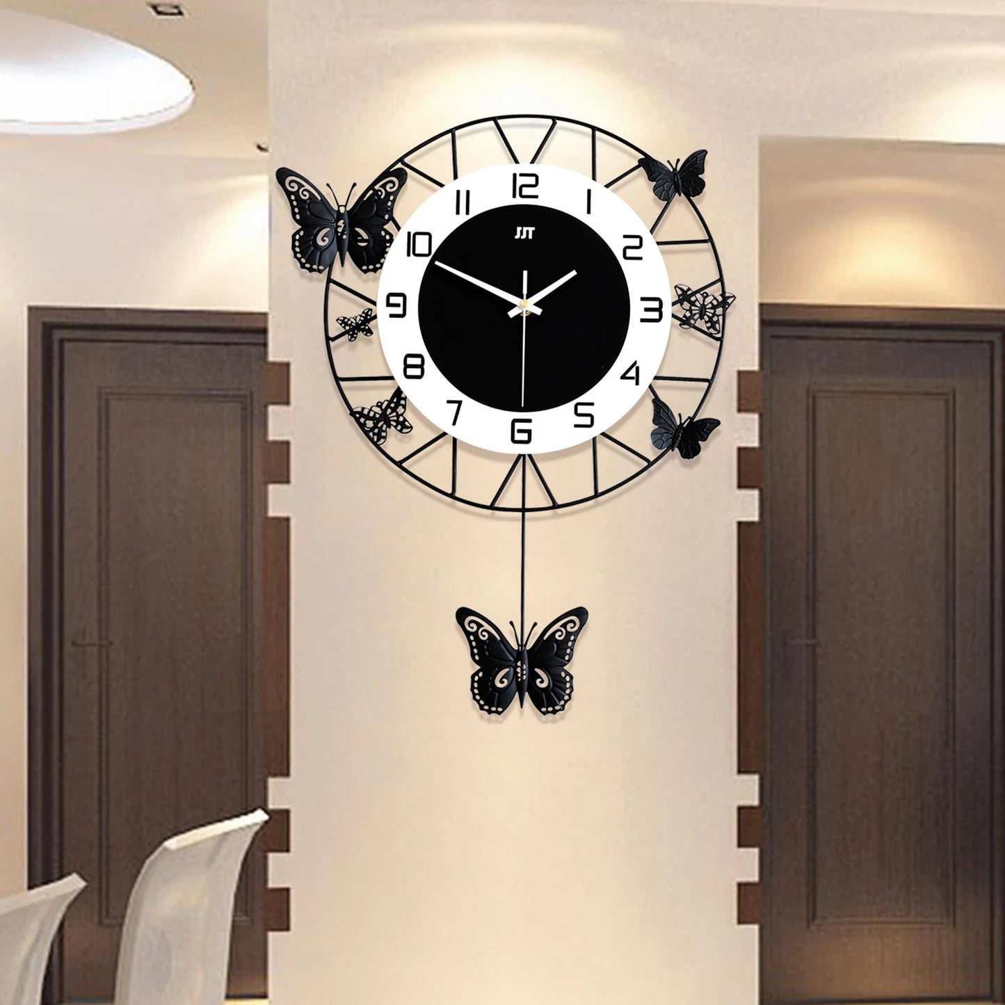 Hign-concerned Modern Wrought Iron Butterfly Wall Clock
