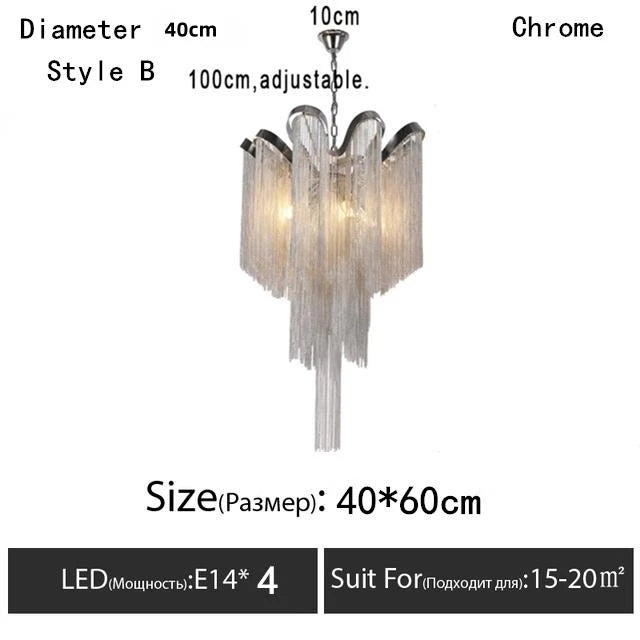 Italy Designer Stream Tassel Chandelier Aluminum Chain