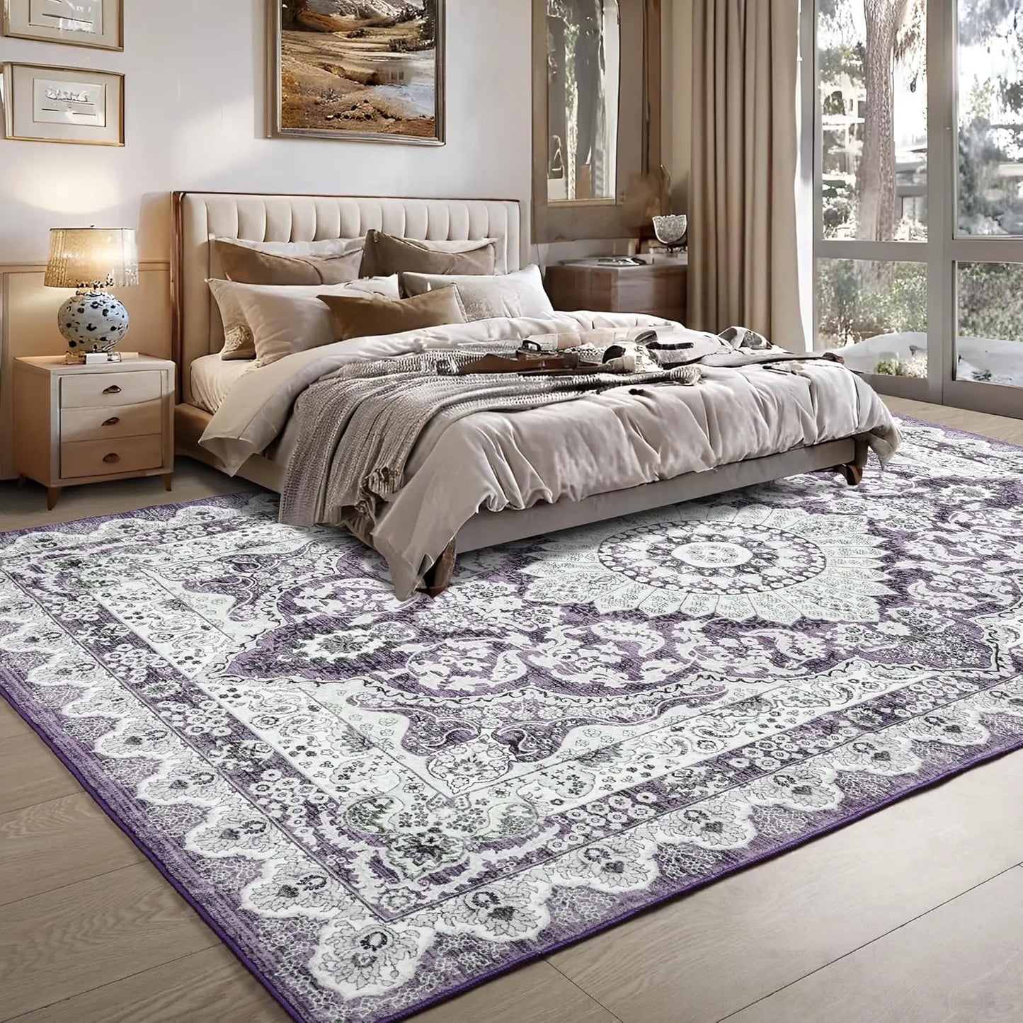 Noahas Machine Washable Tibetan Area Rug Non Slip Low Pile