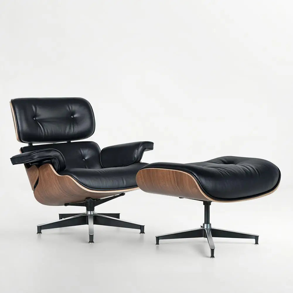 Cover Mid Century Leather Armchair With Ottoman Living Room