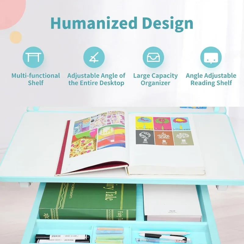 Hign-concerned Kids Desk and Chair Set Height Adjustable