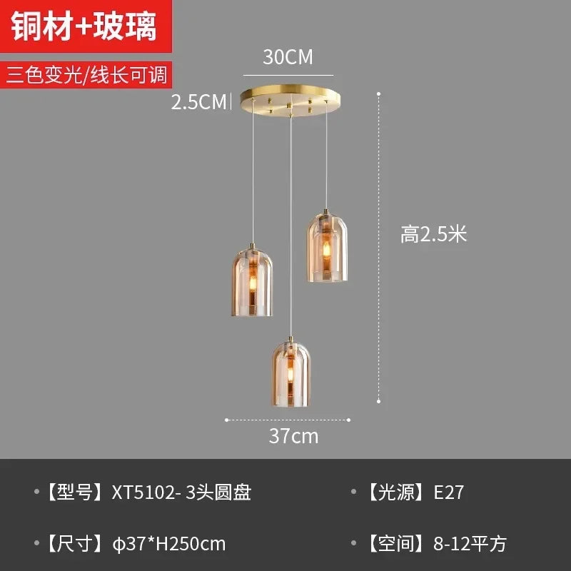 Modern Minimalist Glass Ceiling Light E27 Dining Room Lamp
