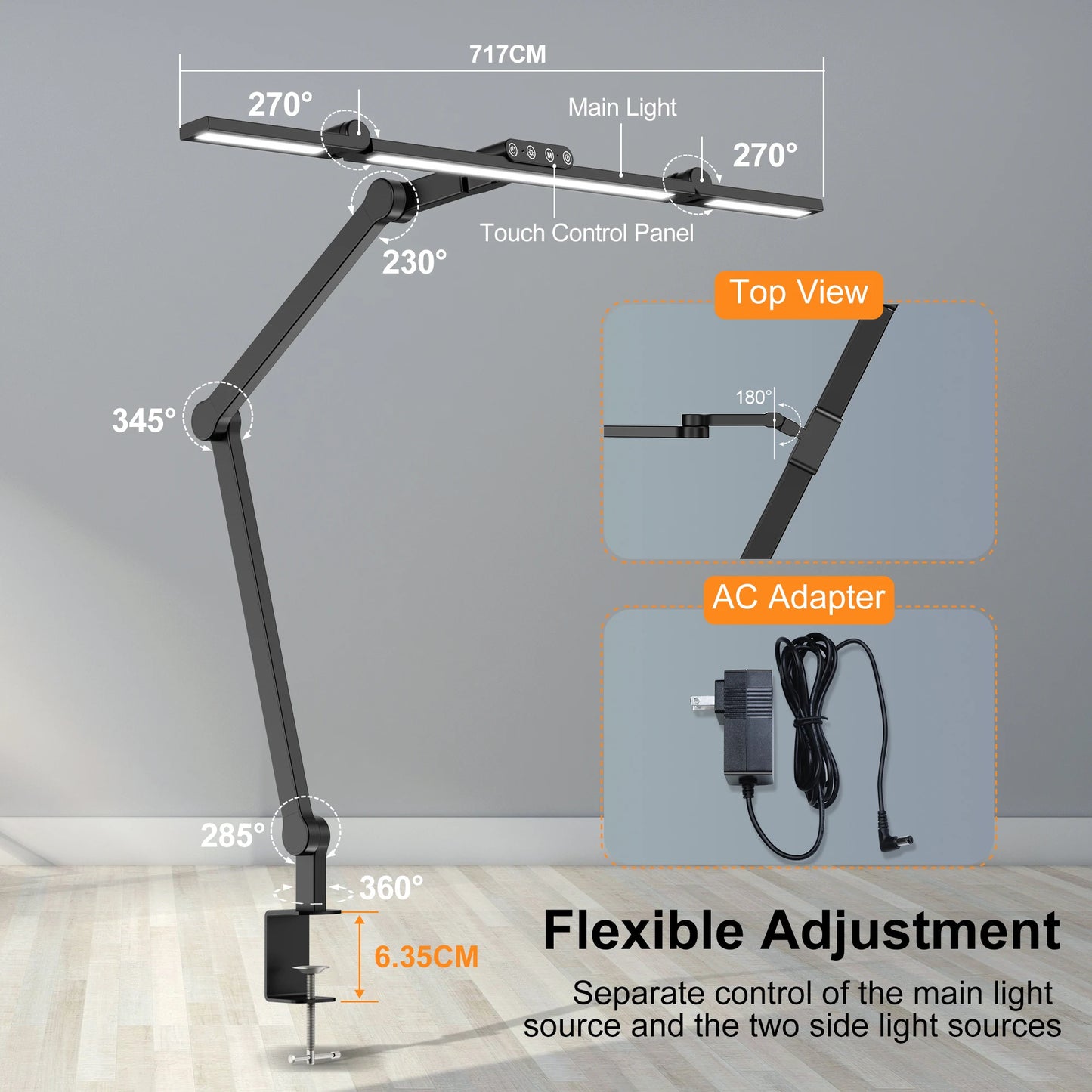 Aiopp Led Desk Lamp With Clamp Auto Dimming For Home Office