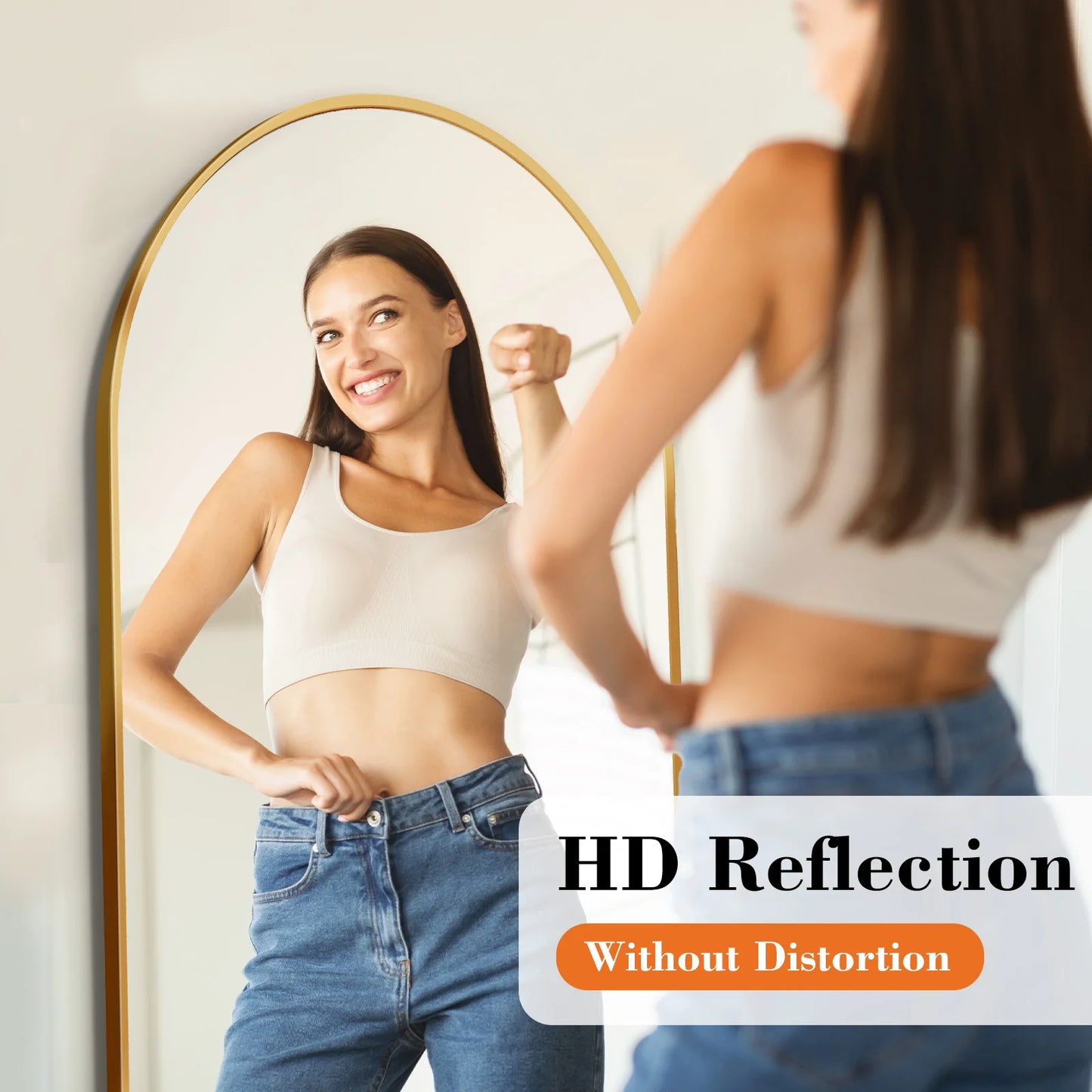 JHK Arched Right Angle Mirror With Sturdy Aluminum Frame