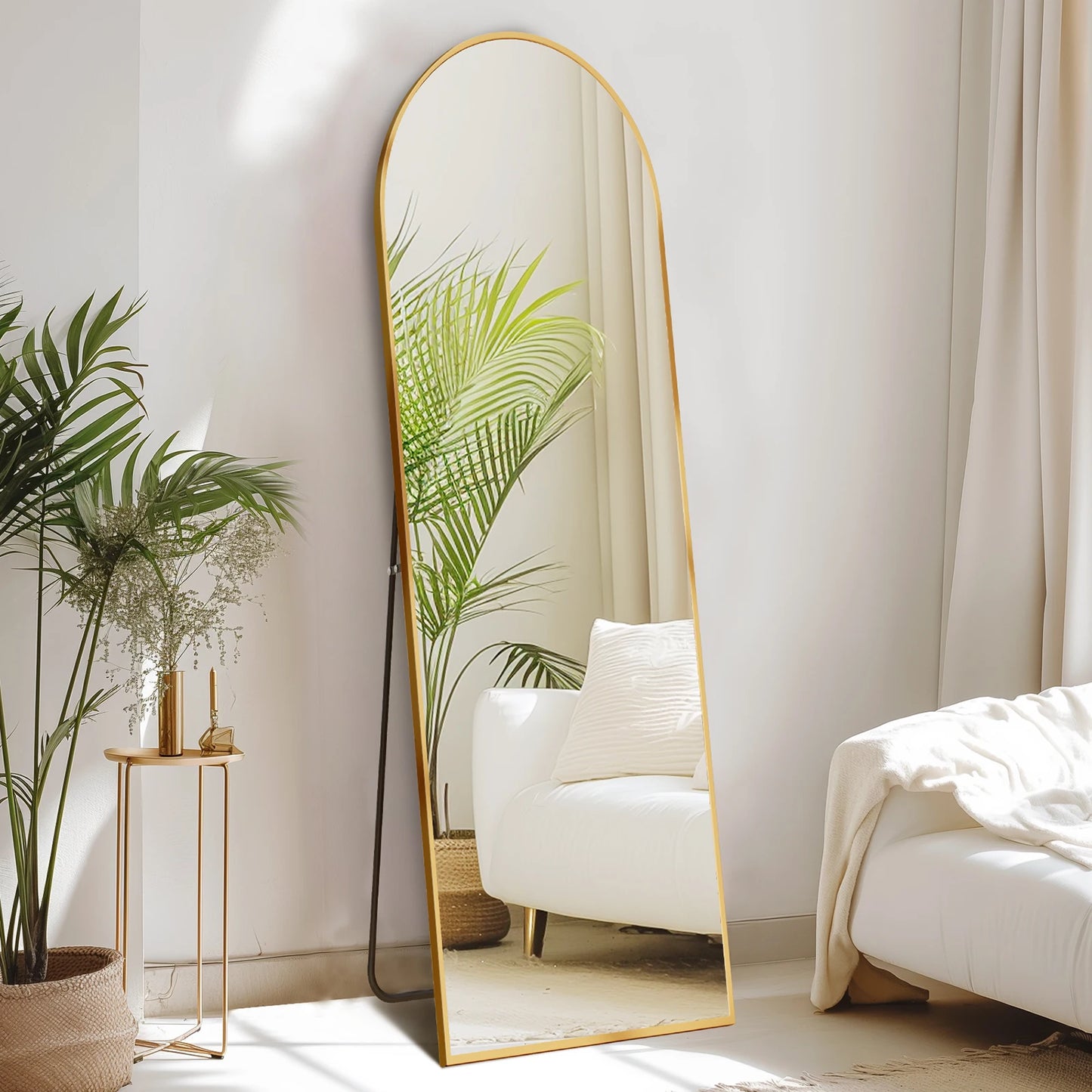 JHK Arched Right Angle Mirror With Sturdy Aluminum Frame
