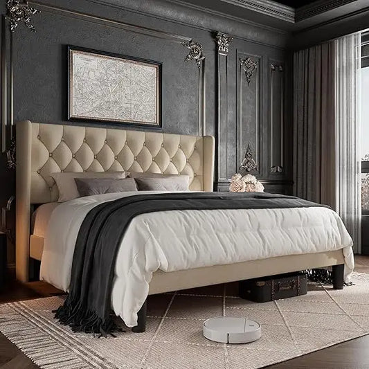 DAFIFY Upholstered Platform Bed Frame With Tufted Headboard