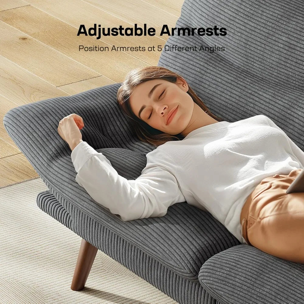 GUANGBAI Futon Sofa Bed With Adjustable Backrest Armrests