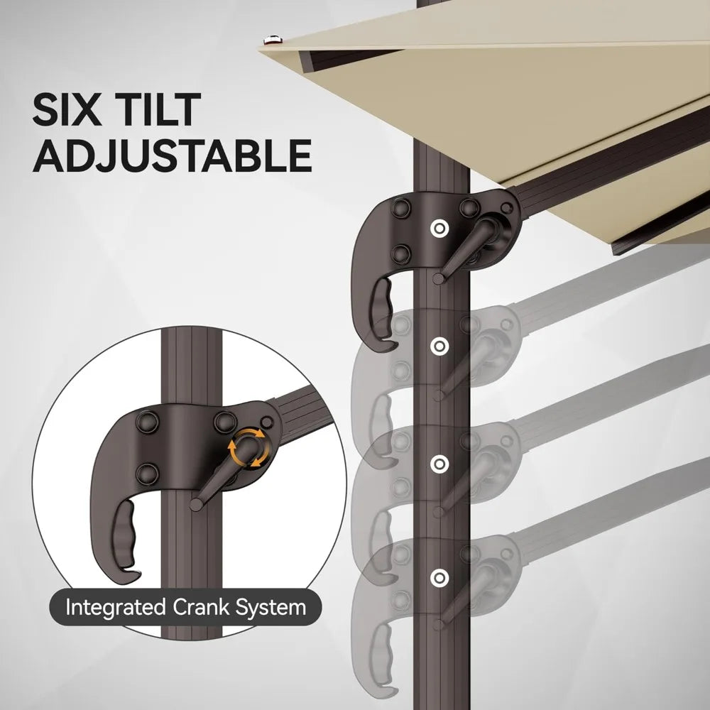 HUANZHUANG Cantilever Patio Umbrella 360 Rotation Windproof