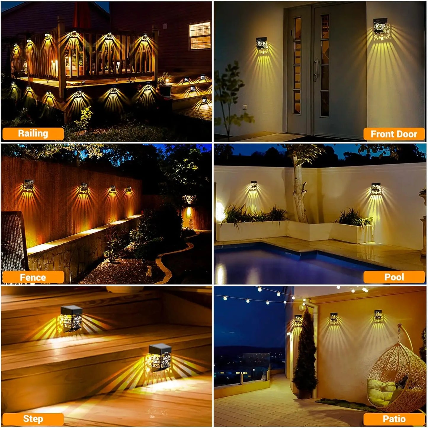 SZRSTHH Solar Fence Lights 8 Pack Dusk To Dawn Lights