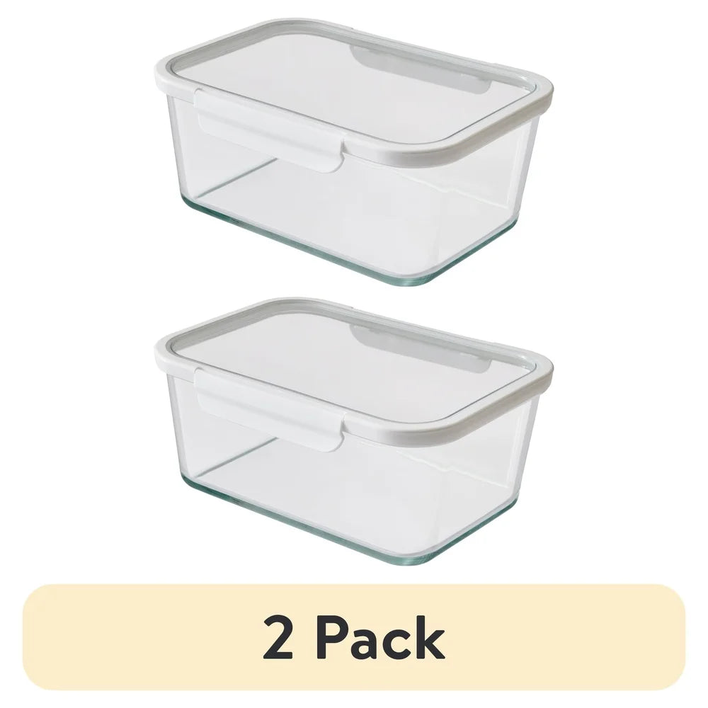 14 Cup Glass Food Storage Containers 2 Pack Tritan Lid Airtight Stackable Microwave Freezer Safe Stain Resistant Durable Jars
