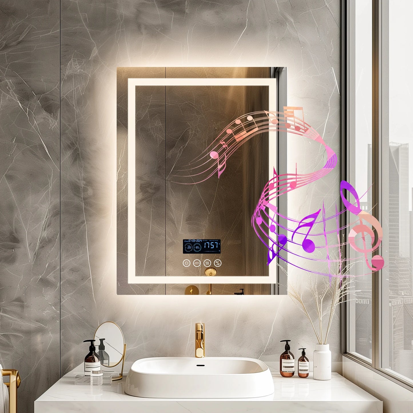 Wisfor Lighted Bathroom Mirror With Bluetooth Speaker Vanity