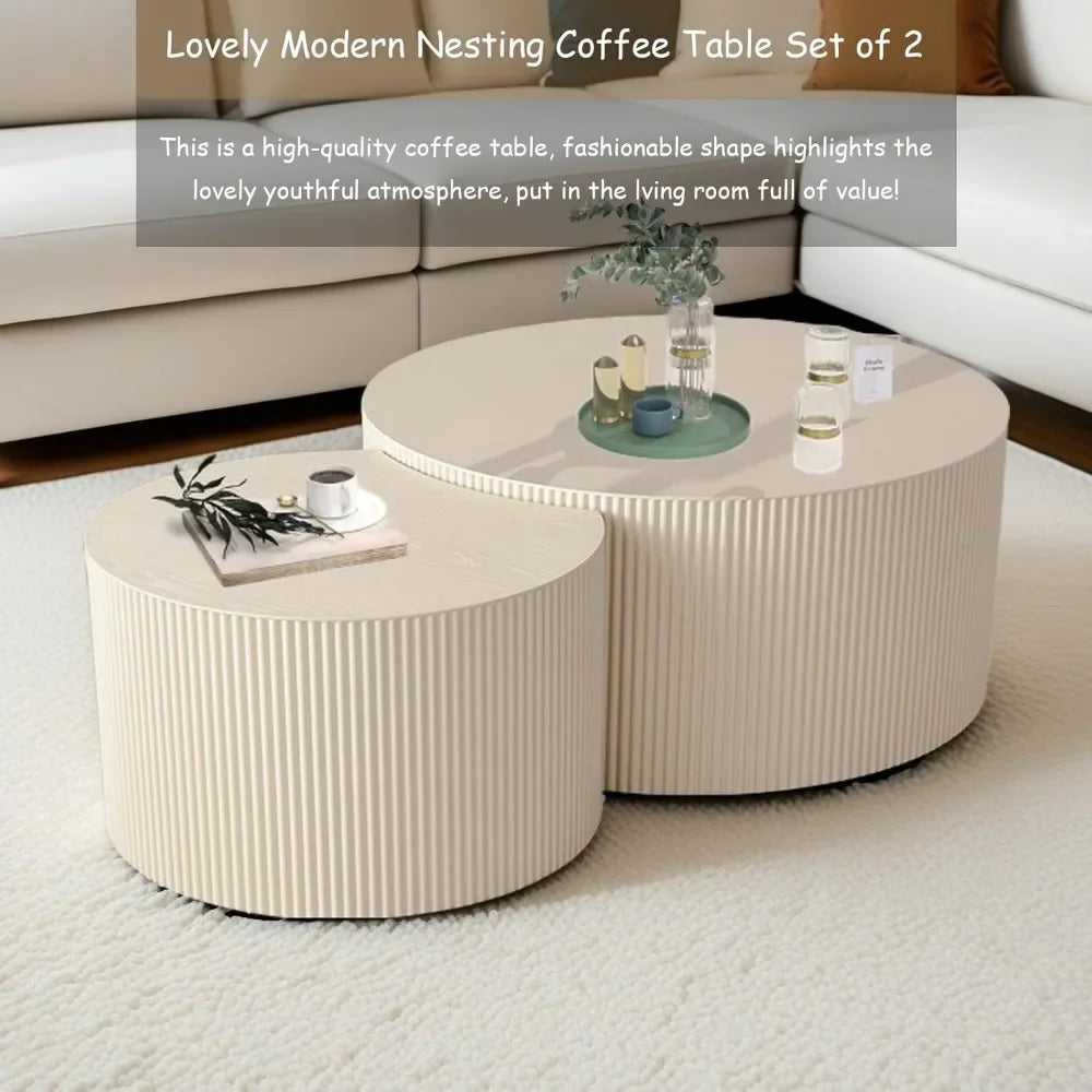 Huanzhuang Modern Round Nesting Coffee Tables Set of 2