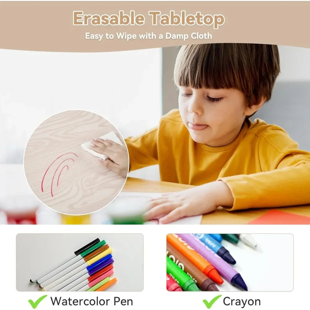 ANGDUO Kids Adjustable Table and Chair Set Graffiti
