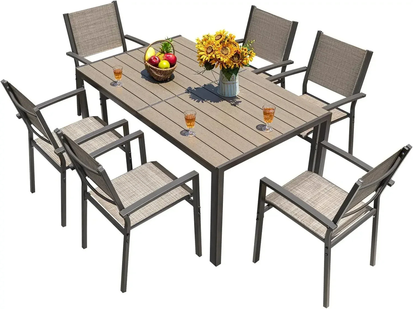 XMSJ Patio Dining Set 7 Pieces Large Table And Chairs
