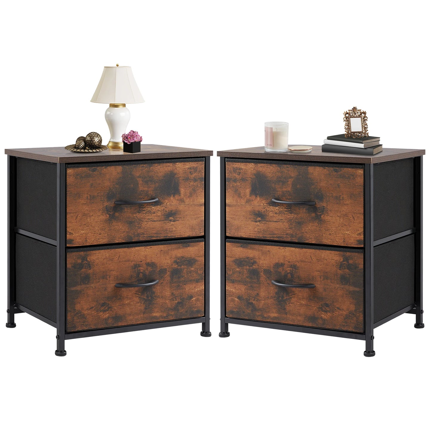 JHK Nightstand Bedside Table With Drawers Storage Cabinet