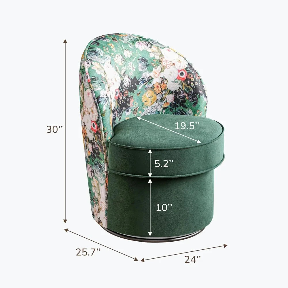 DAFIFY Swivel Barrel Chair Floral Upholstered Armchair