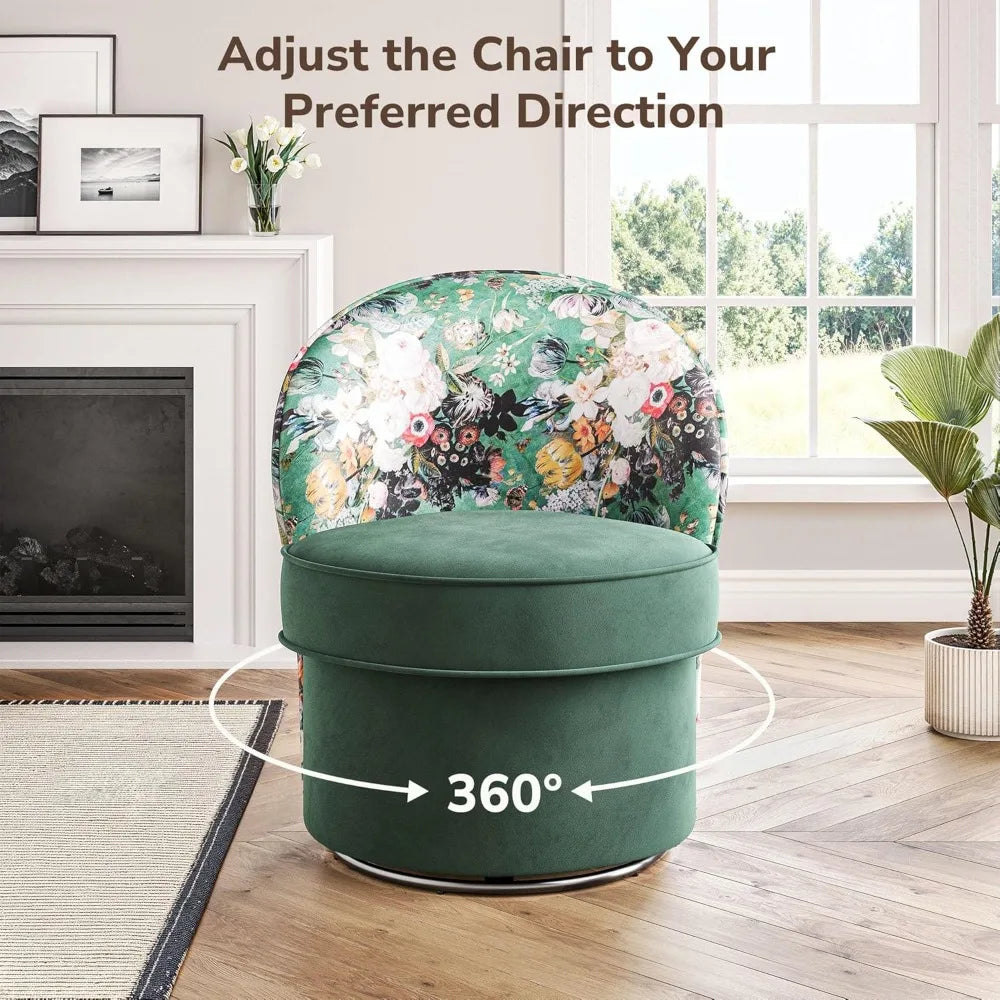 DAFIFY Swivel Barrel Chair Floral Upholstered Armchair