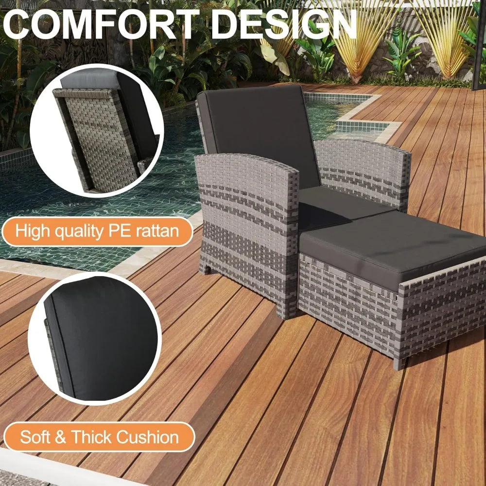 Angduo Outdoor Patio Furniture Set 5 Piece Wicker Lounge