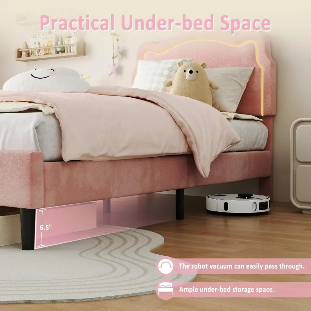 XMSJ Smart LED Bed Frame With Adjustable Bear Headboard