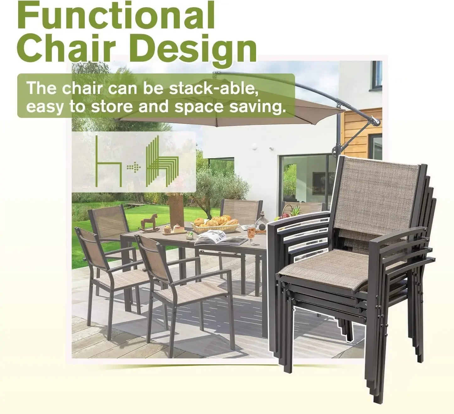 XMSJ Patio Dining Set 7 Pieces Large Table And Chairs