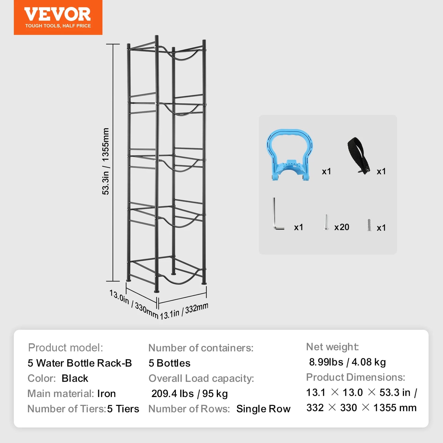 SucceBuy 5 Tier Water Jug Holder Iron Bottle Rack Unit