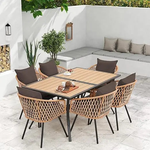 Blackwicker Rattan All Weather Patio Dining Set Tabletop
