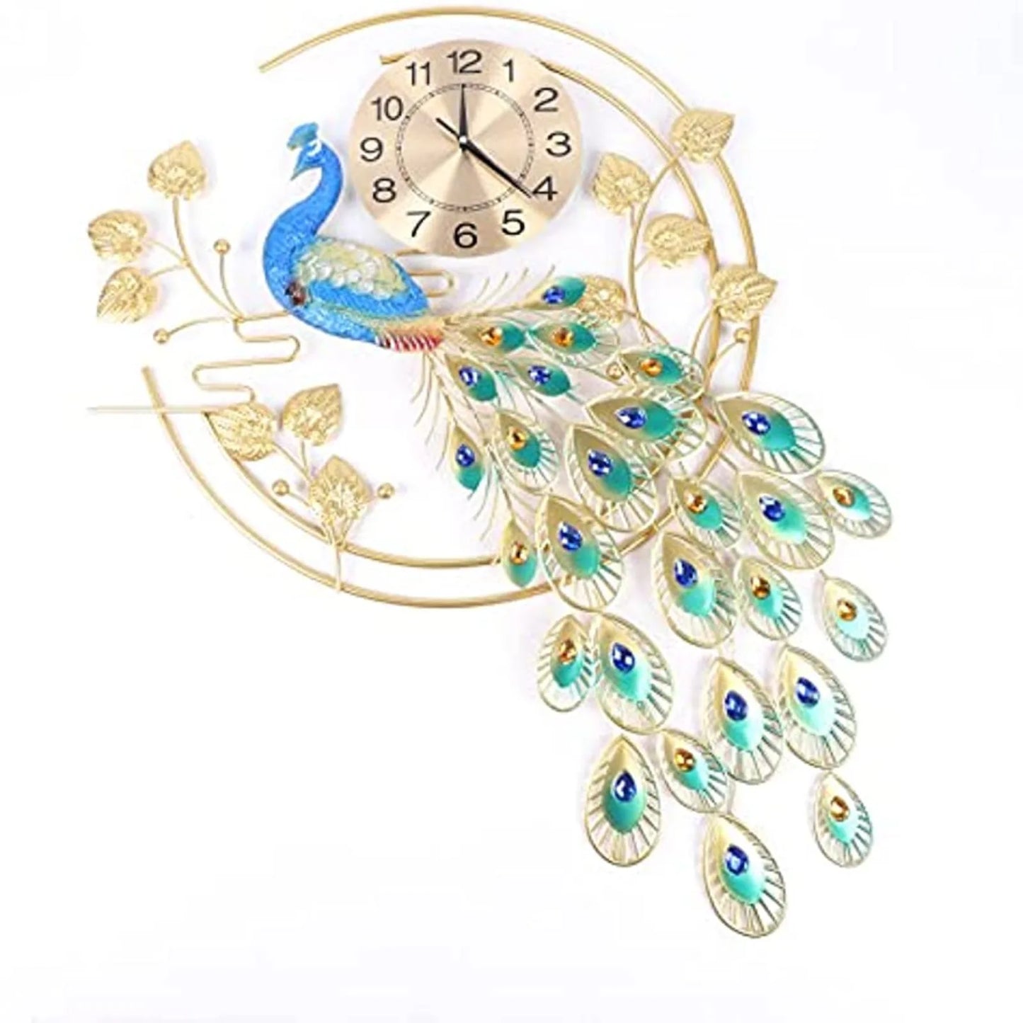 Hign-concerned Peacock Metal Wall Clock Silent Sweep