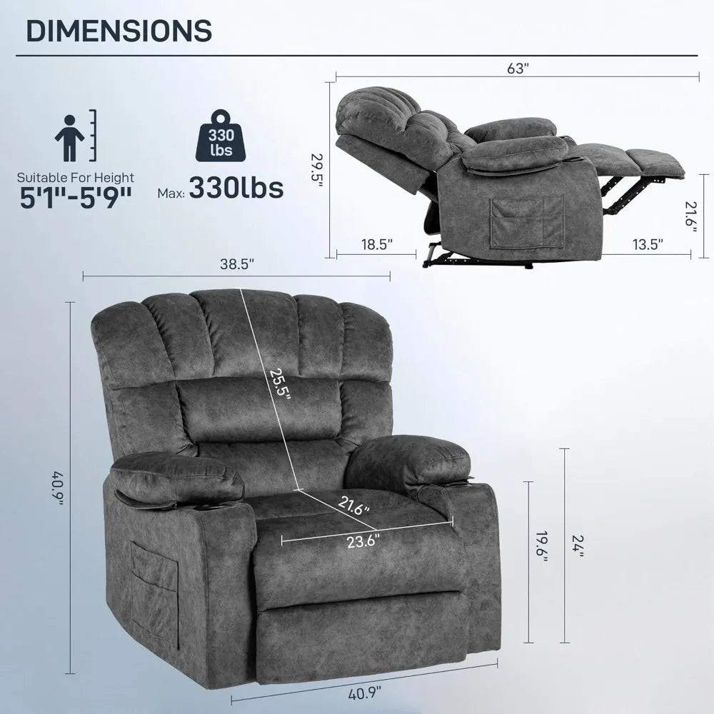 XMSJ Modern Ergonomic Recliner Chair With Foam Filling