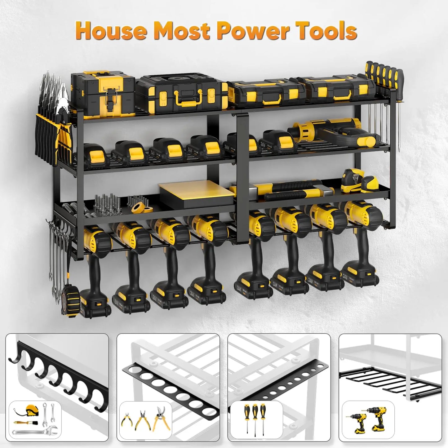 Power Tool Organizer Wall Mount Four Layer Heavy Duty Rack