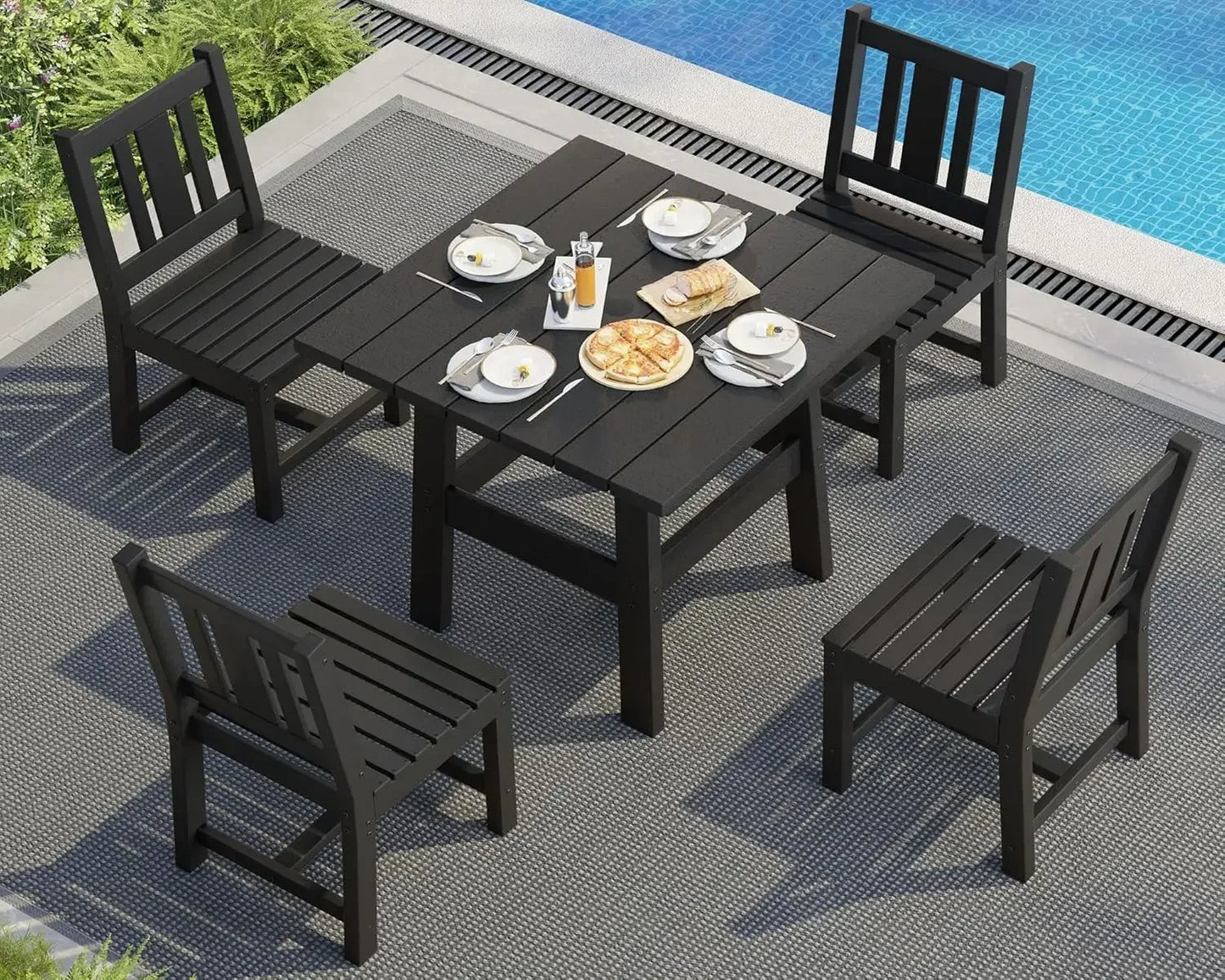 General Use HDPE Outdoor Dining Table Set With 6 Chairs