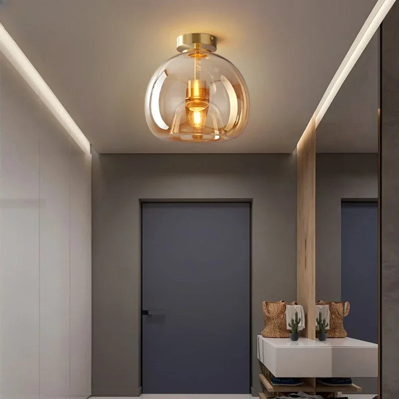 Modern Minimalist Glass Ceiling Light E27 Dining Room Lamp
