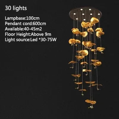 Lotus LED Chandelier Pendant Light for Living Room Fixtures