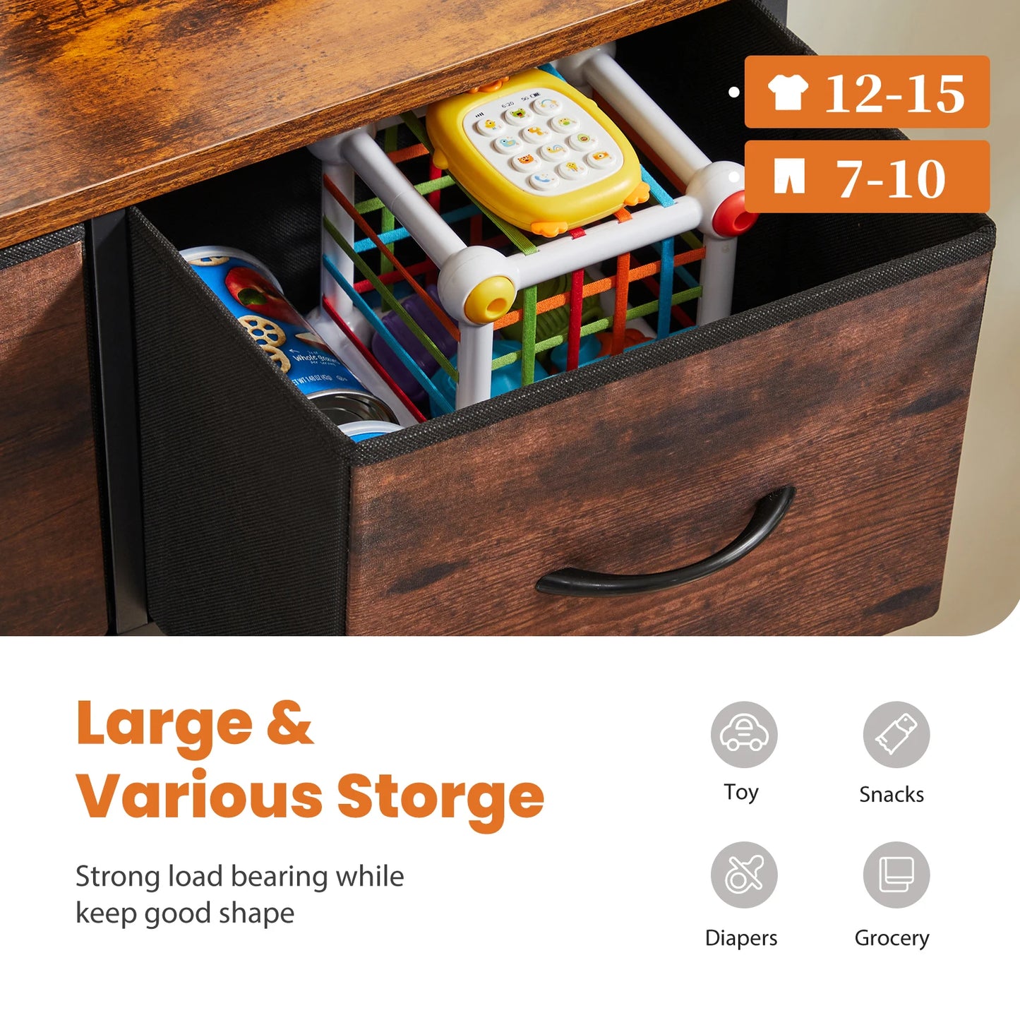 JHK Fabric Storage Dresser With Nine Drawers Bedroom