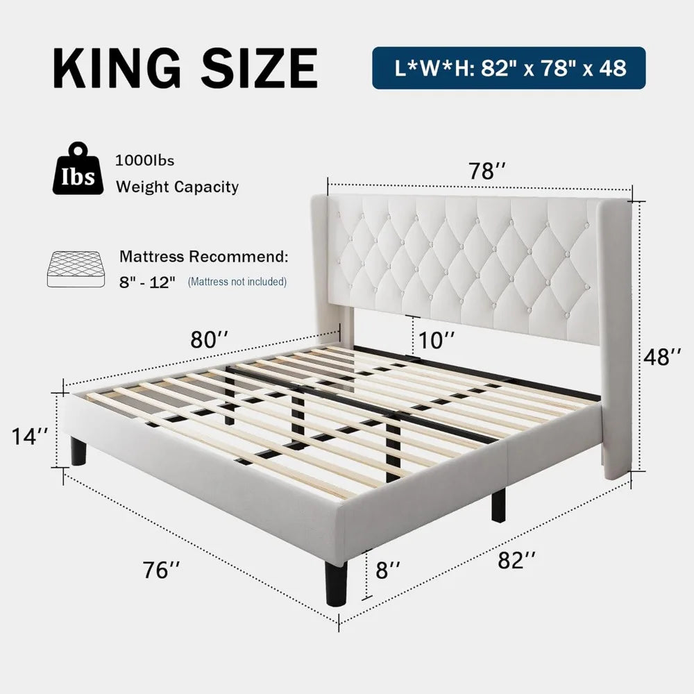 DAFIFY Upholstered Platform Bed Frame With Tufted Headboard