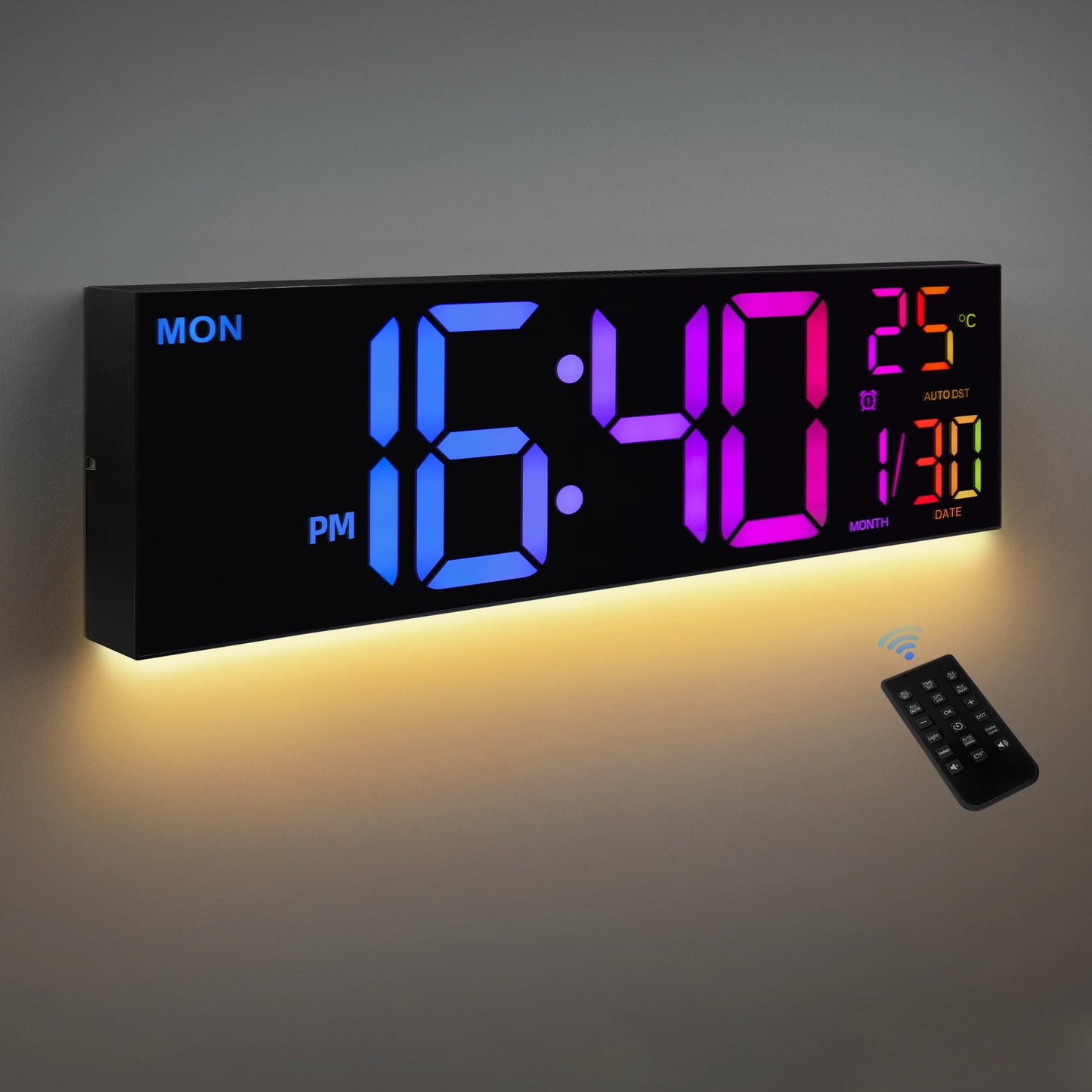 Hign-concerned Digital Wall Clock With Remote LED RGB