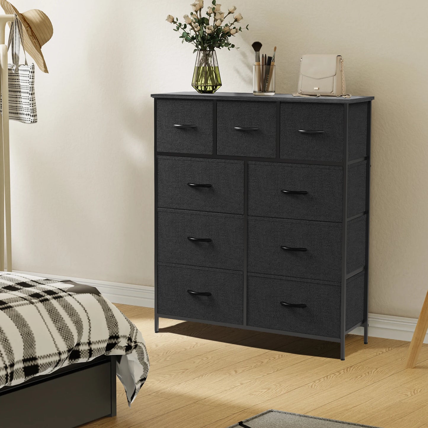 JHK Fabric Storage Dresser With Nine Drawers Bedroom