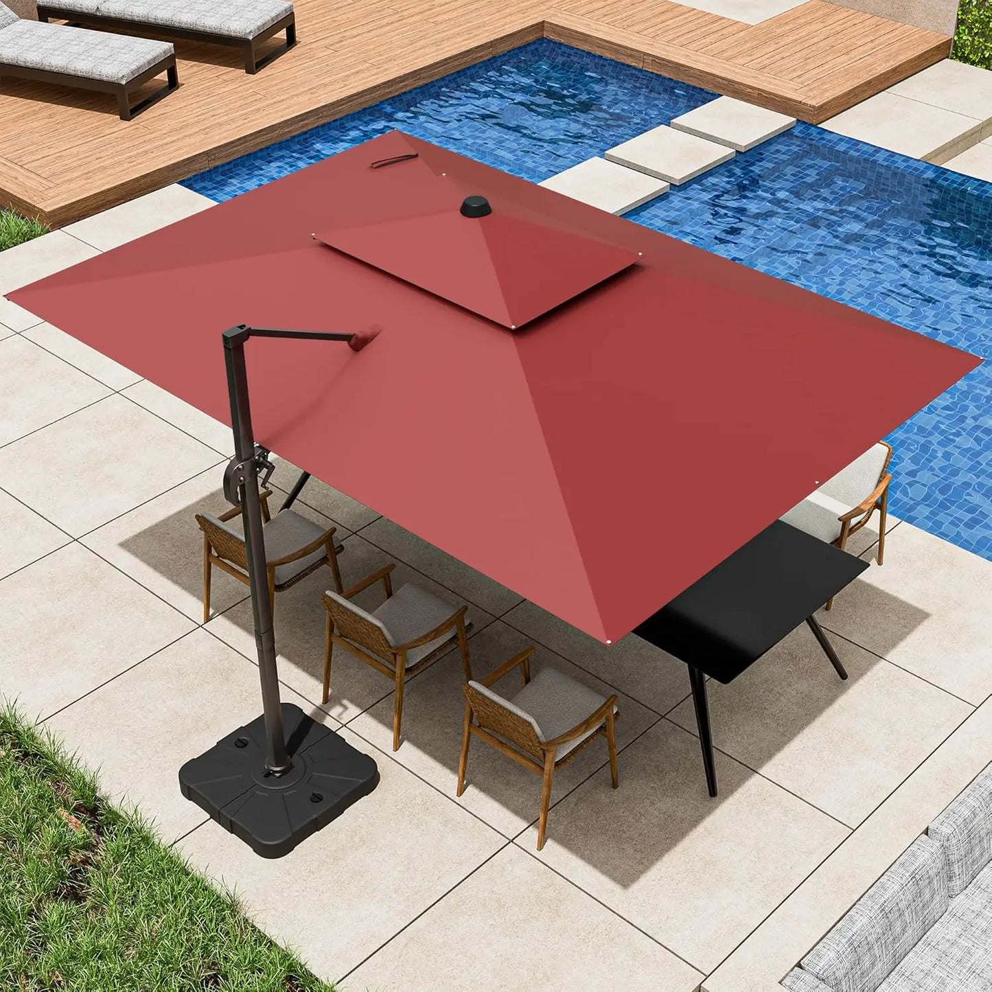 HUANZHUANG Cantilever Patio Umbrella 360 Rotation Windproof