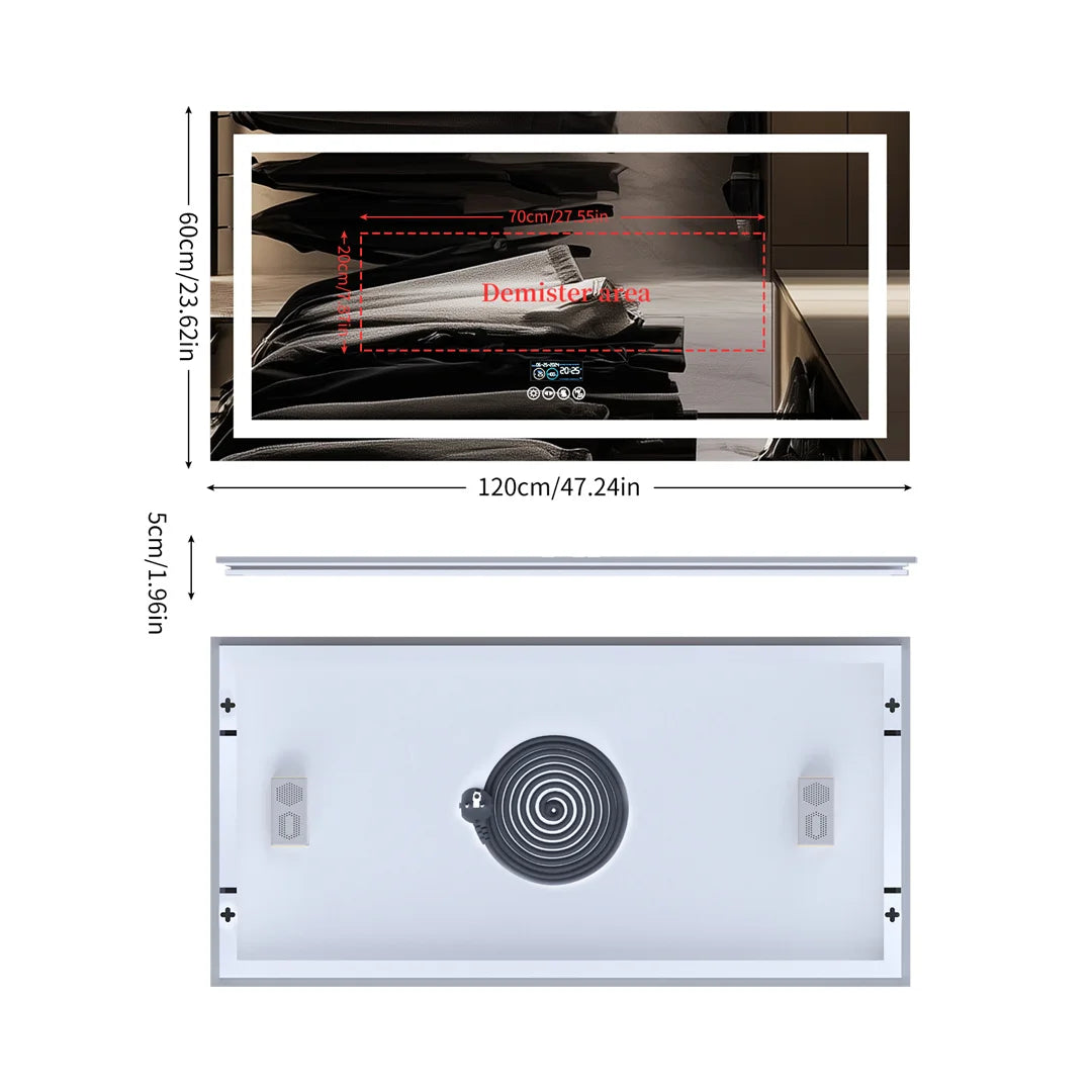 LUVODIC Illuminated Bluetooth LED Mirror Antifog Speaker