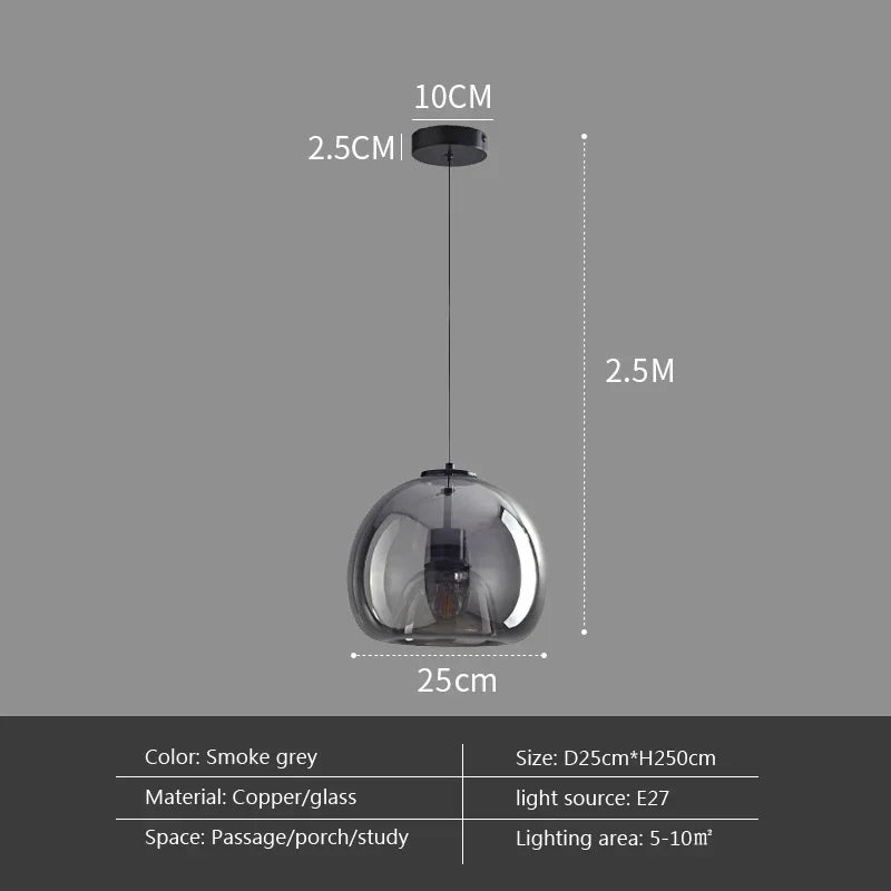 Modern Minimalist Glass Ceiling Light E27 Dining Room Lamp