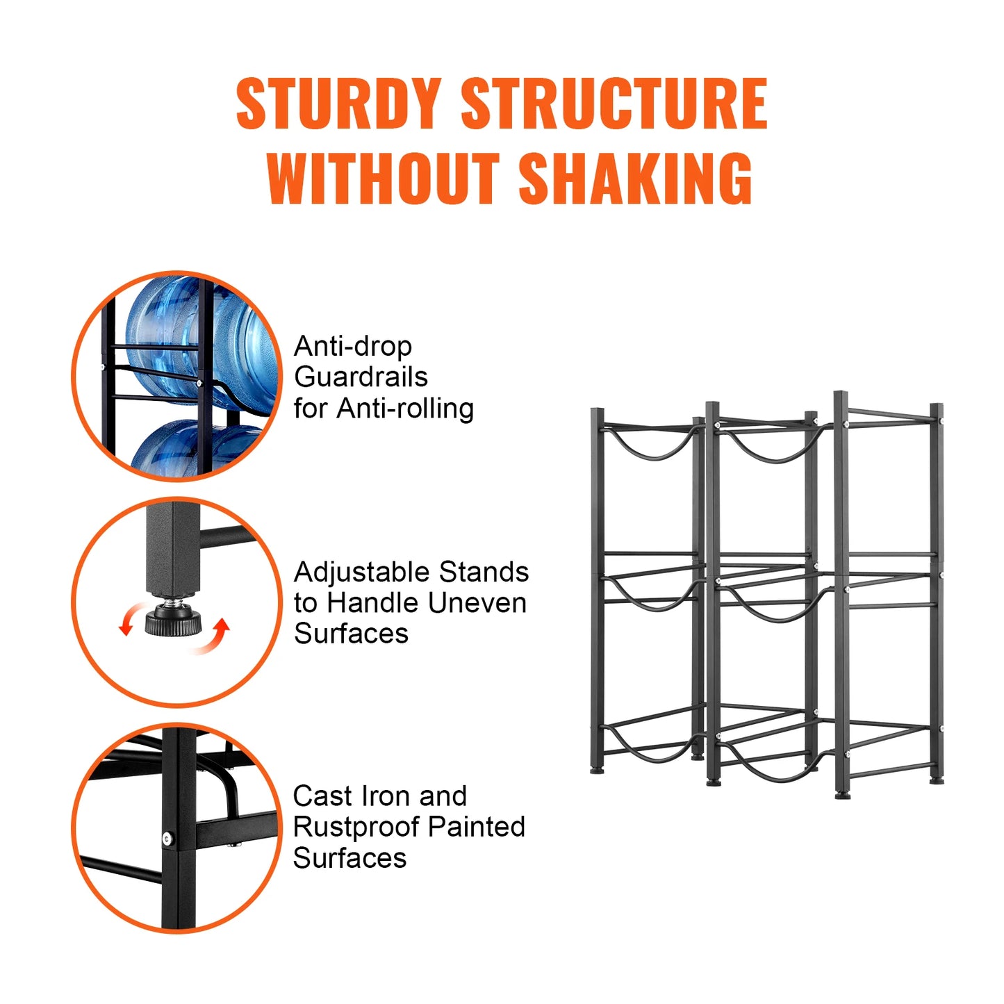 SucceBuy 5 Tier Water Jug Holder Iron Bottle Rack Unit